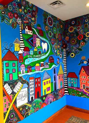 Children's wall mural at a pediatric dental office