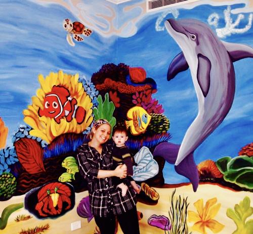 Dolphin nursery wall mural in Chicago 