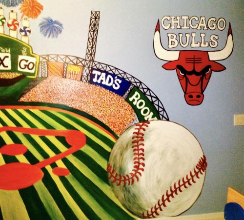 Sports wall mural, Chicago Bulls and Baseball